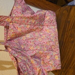 Lauren Ralph Lauren Pink ditzy Floral TOTE bag  Preppy Floral Monogram Sz.Large
